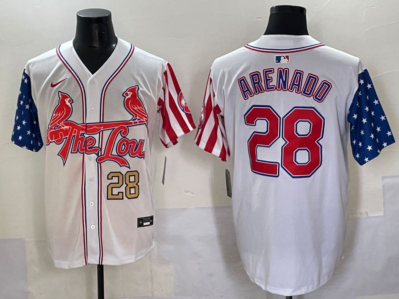 Men 2025 St.Louis Cardinals #28 Arenado White a generation of national flags Joint Name Nike MLB Jersey style 2->ncaa teams->NCAA Jersey